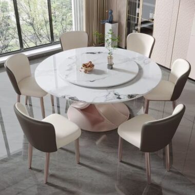 Luxury rotating round ceramic dining table for home use