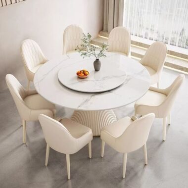Luxury round ceramic dining table for modern home dining