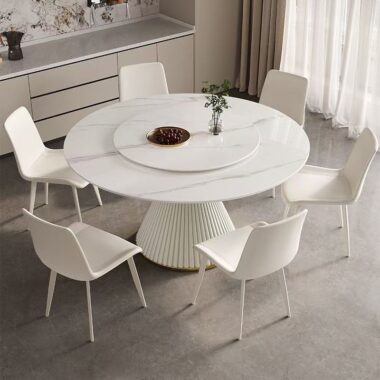 Luxury round ceramic dining table for modern home dining