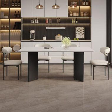 Minimal Italian modern rectangular ceramic dining table for small homes
