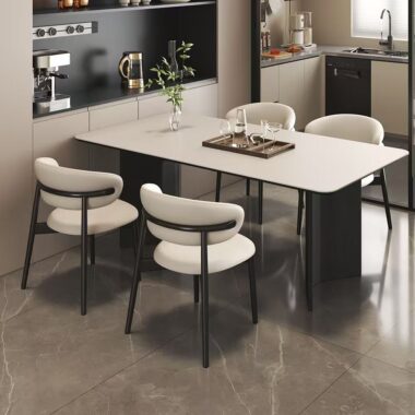 Minimal Italian modern rectangular ceramic dining table for small homes