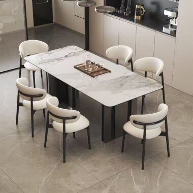 Minimal Italian modern rectangular ceramic dining table for small homes