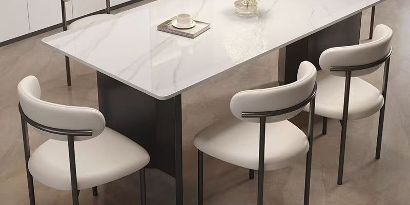 Minimal Italian modern rectangular ceramic dining table for small homes