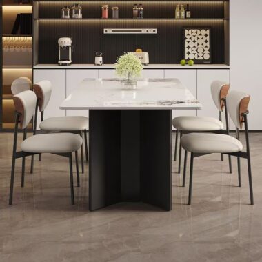 Minimal Italian modern rectangular ceramic dining table for small homes