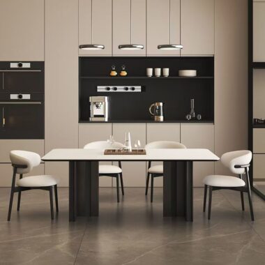 Minimal Italian modern rectangular ceramic dining table for small homes