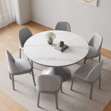 Minimalist round ceramic dining table for modern home dining