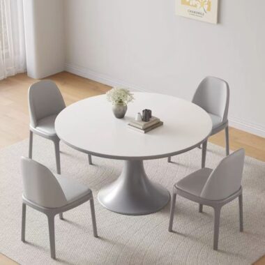 Minimalist round ceramic dining table for modern home dining