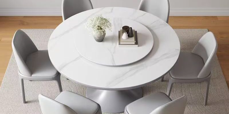 Minimalist round ceramic dining table for modern home dining