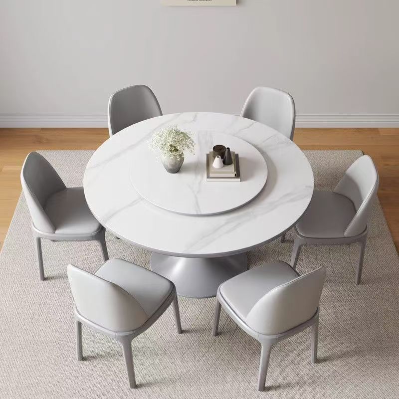 Minimalist round ceramic dining table for modern home dining