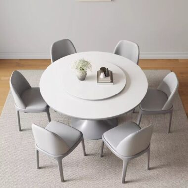 Minimalist round ceramic dining table for modern home dining