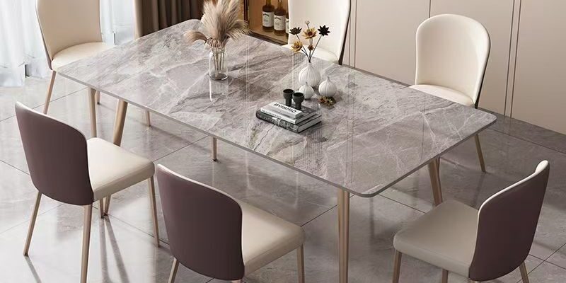 Modern compact rectangular ceramic dining table for small homes