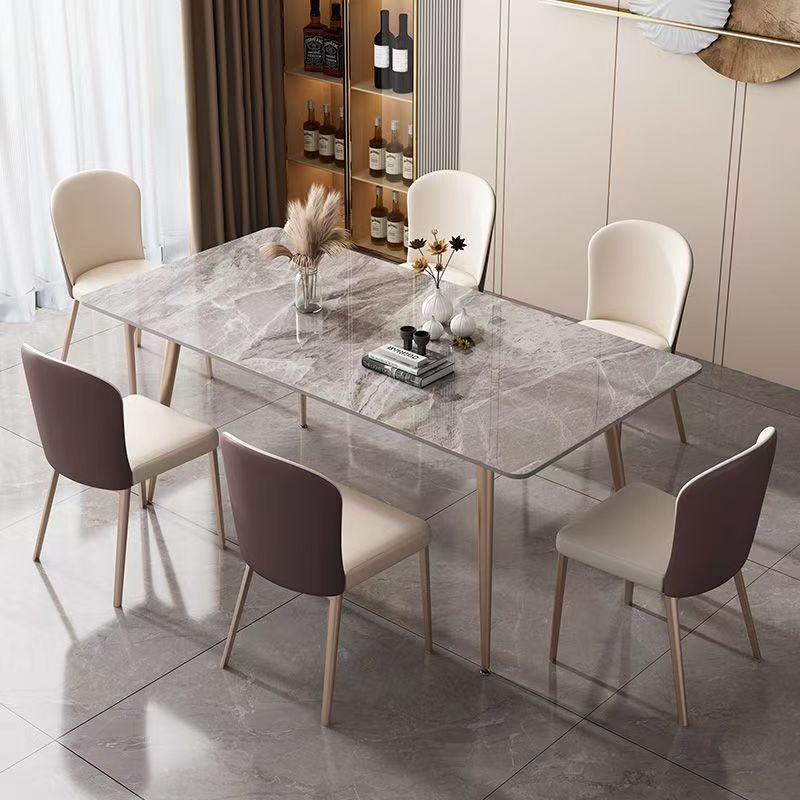 Modern compact rectangular ceramic dining table for small homes