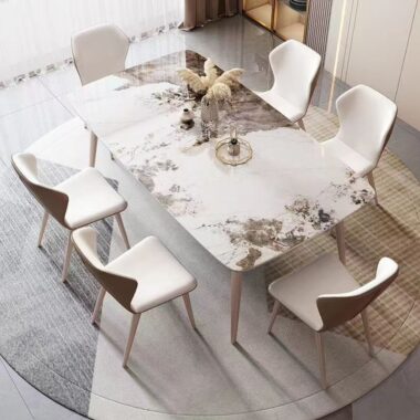 Modern compact rectangular ceramic dining table for small homes