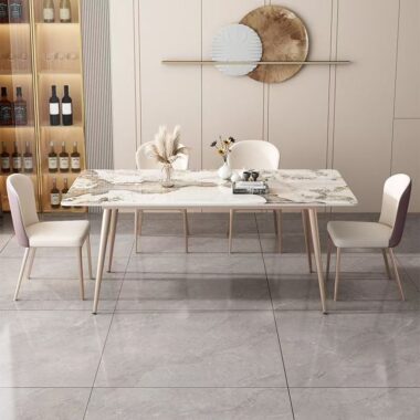 Modern compact rectangular ceramic dining table for small homes