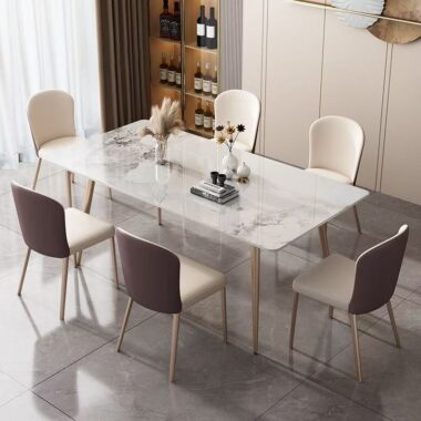 Modern compact rectangular ceramic dining table for small homes
