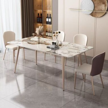 Modern compact rectangular ceramic dining table for small homes