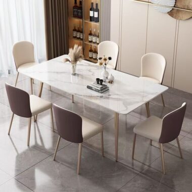 Modern compact rectangular ceramic dining table for small homes