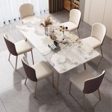 Modern compact rectangular ceramic dining table for small homes