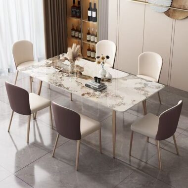Modern compact rectangular ceramic dining table for small homes