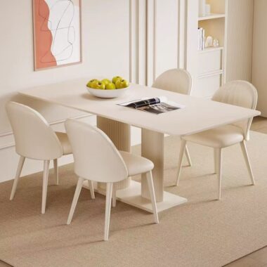 Modern cream luxury rectangular ceramic dining table for homes