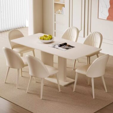 Modern cream luxury rectangular ceramic dining table for homes