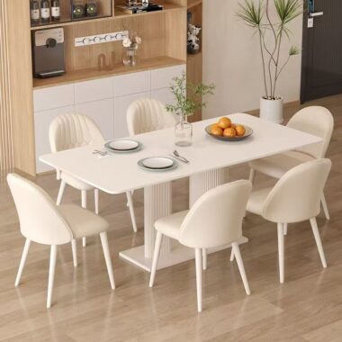 Modern cream luxury rectangular ceramic dining table for homes