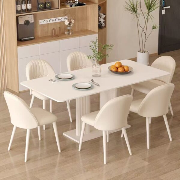Modern cream luxury rectangular ceramic dining table for homes