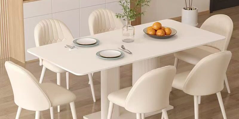 Modern cream luxury rectangular ceramic dining table for homes