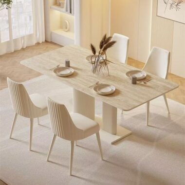 Modern cream luxury rectangular ceramic dining table for homes