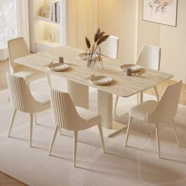 Modern cream luxury rectangular ceramic dining table for homes