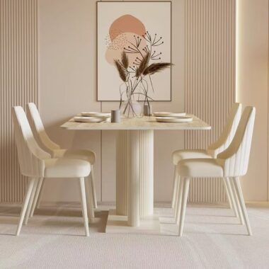 Modern cream luxury rectangular ceramic dining table for homes