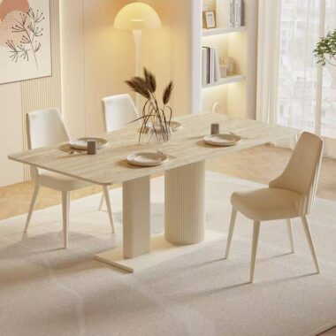 Modern cream luxury rectangular ceramic dining table for homes