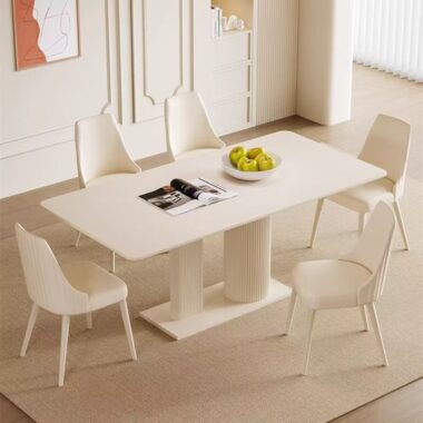 Modern cream luxury rectangular ceramic dining table for homes
