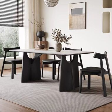 Modern French rectangular ceramic dining table for homes