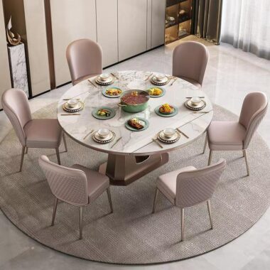 Luxury extendable round ceramic dining table with modern design