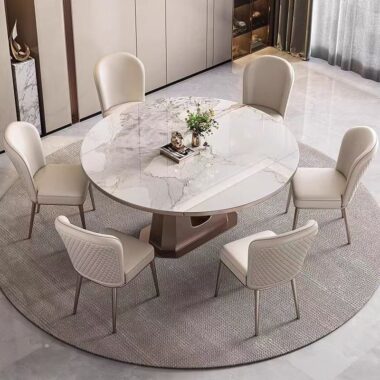 Luxury extendable round ceramic dining table with modern design