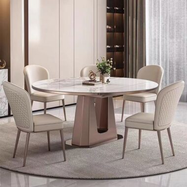 Luxury extendable round ceramic dining table with modern design