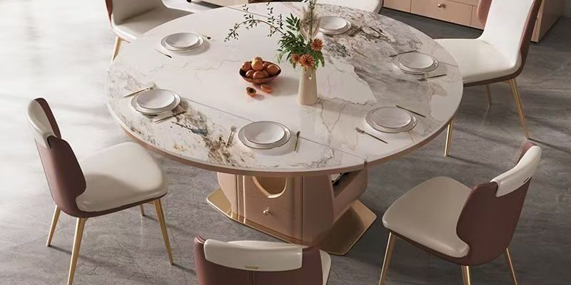 Luxury extendable round ceramic dining table with modern design