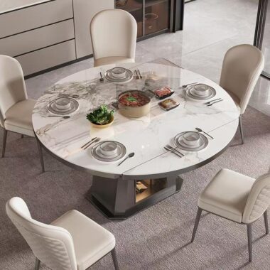 Luxury extendable round ceramic dining table with modern design