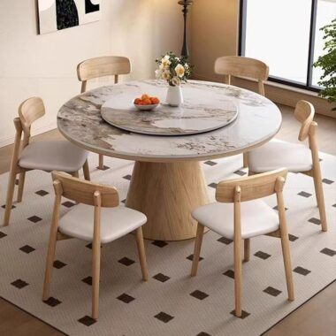modern luxury high-end round ceramic dining table design