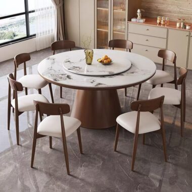 modern luxury high-end round ceramic dining table design