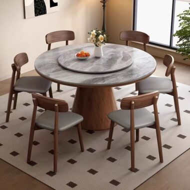modern luxury high-end round ceramic dining table design