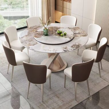 Modern luxury round ceramic dining table for home dining rooms