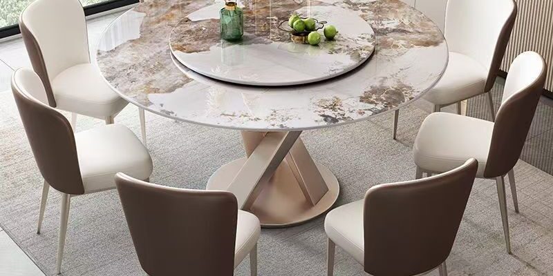 Modern luxury round ceramic dining table for home dining rooms
