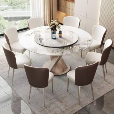 Modern luxury round ceramic dining table for home dining rooms