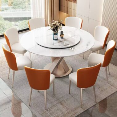 Modern luxury round ceramic dining table for home dining rooms