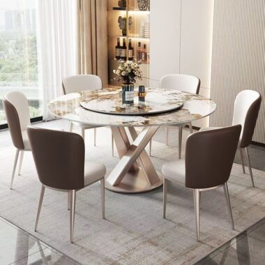 Modern luxury round ceramic dining table for home dining rooms