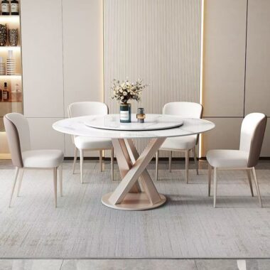 Modern luxury round ceramic dining table for home dining rooms