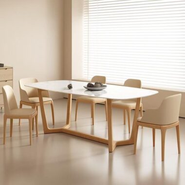 Modern luxury small-space rectangular ceramic dining table for homes