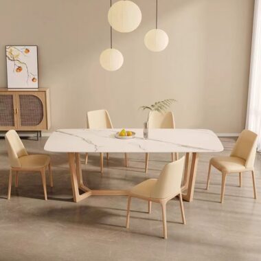 Modern luxury small-space rectangular ceramic dining table for homes